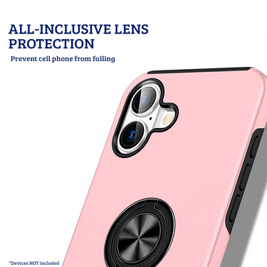 iPhone 16 Comprehensive Protection Case Cover with Magnetic Ring Holder: Anti-Shock, Anti-Falling - Red